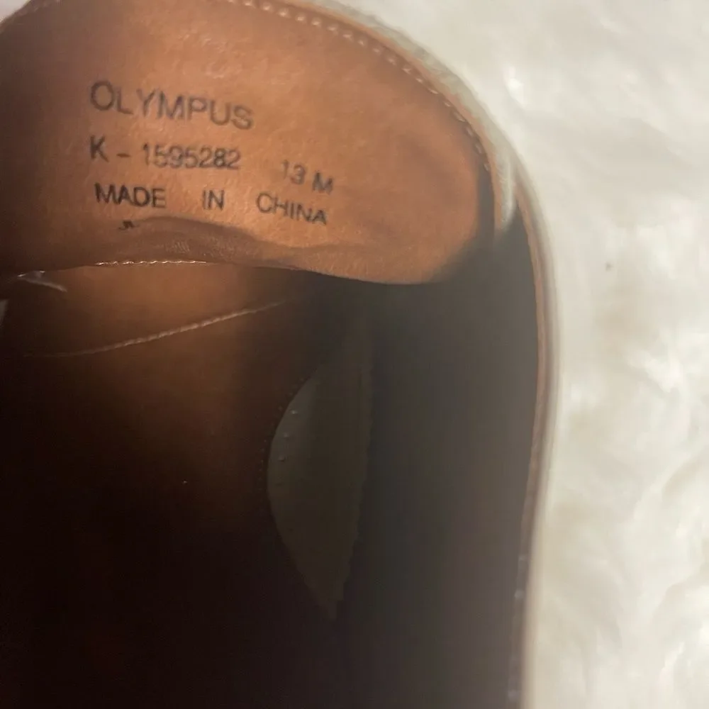 Marco Vicci leather beige and taupe men’s shoes lace with tassel accent SZ13M